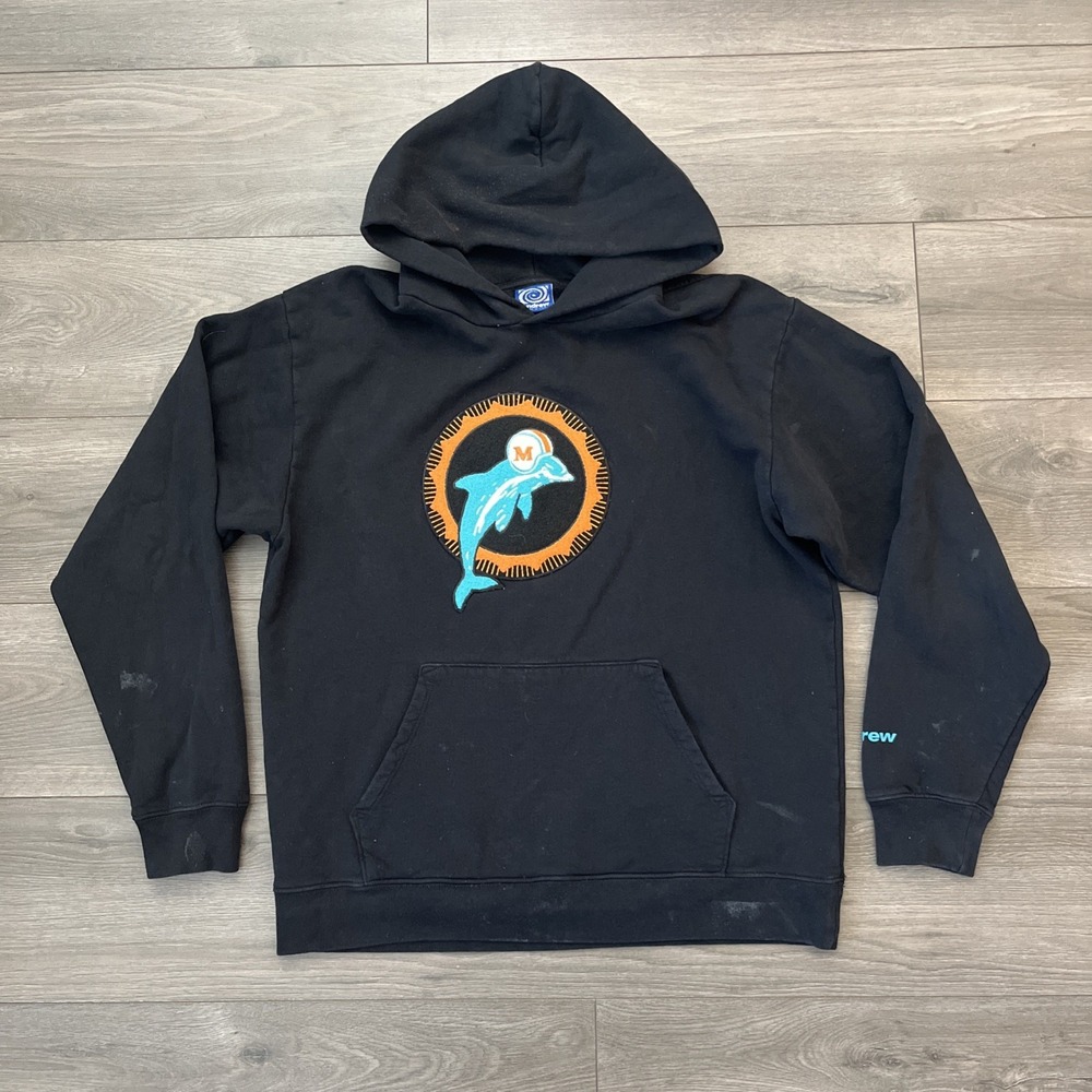 VTG Andrew Skateboard X Miami Dolphins Mens L Pullover Hoodie Black